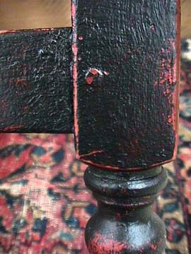 tavern table leg with worn finish